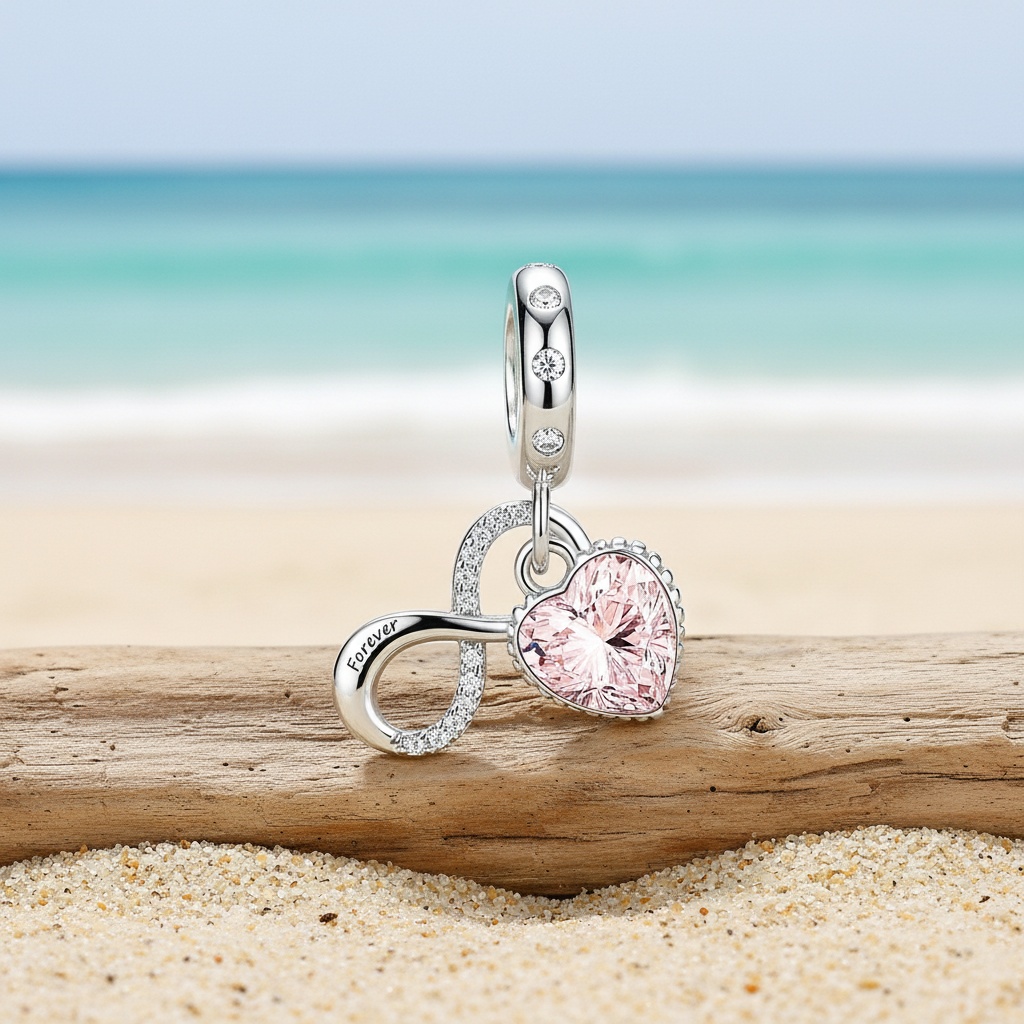 925 Silver Plated Infinity Heart Pendant for DIY Jewellery Making